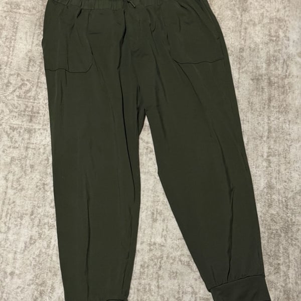 MONDE'14 Performance + Luxury Dark Olive Green High-Waist Joggers XXL