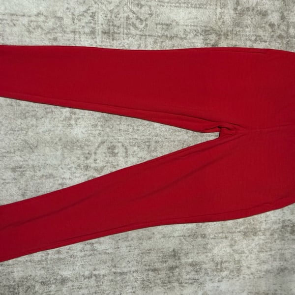 Michael Kors Women's Red Skinny Ponte Pants with Gold MK Logo Detail