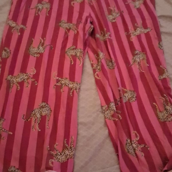 Secret Treasures Pink Striped Leopard Cheetah Print Pajama Pants Size Large