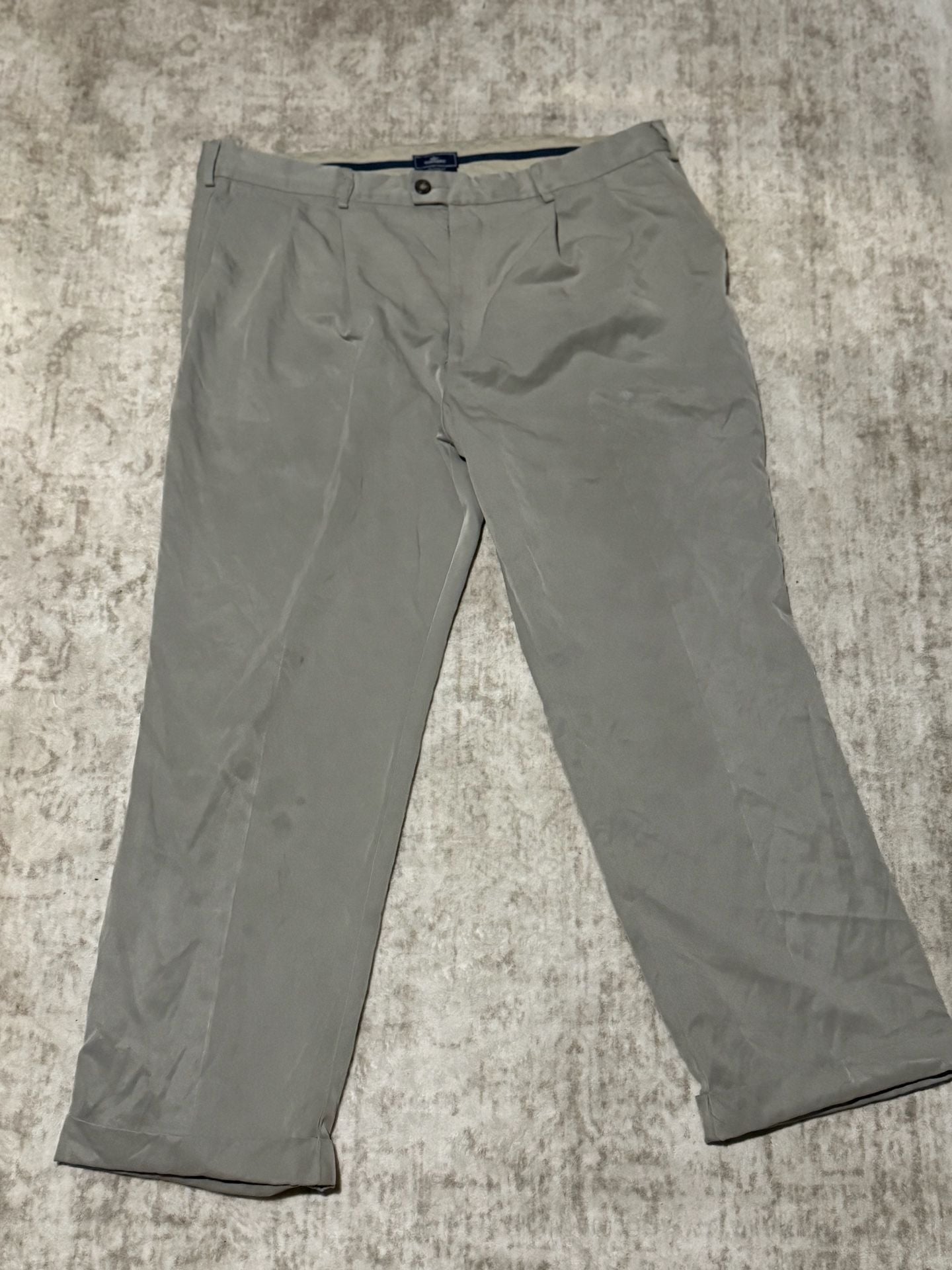Dockers Relaxed Fit Pleated Khaki Dress Pants in Grey Tan 3
