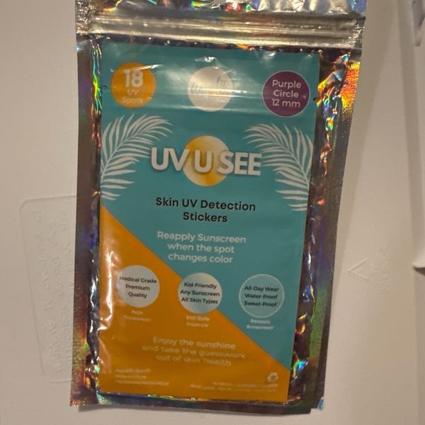 UVU SEE Skin UV Detection Stickers for Sunscreen Reapplication, 18 Count