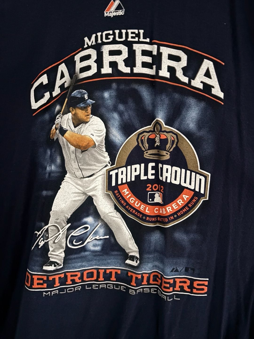 Miguel Cabrera 2012 Detroit Tigers Triple Crown T-Shirt Size 2XL 2