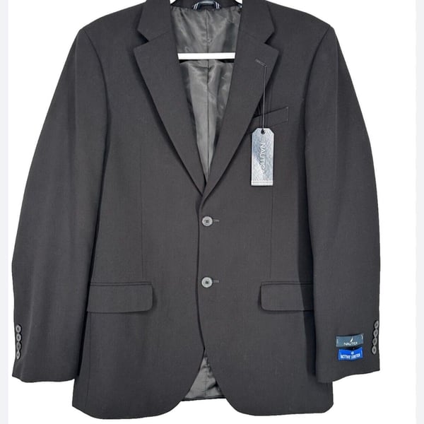 Nautica Men's Bi-Stretch Modern Fit Suit Jacket  and Pants charcoal grey check