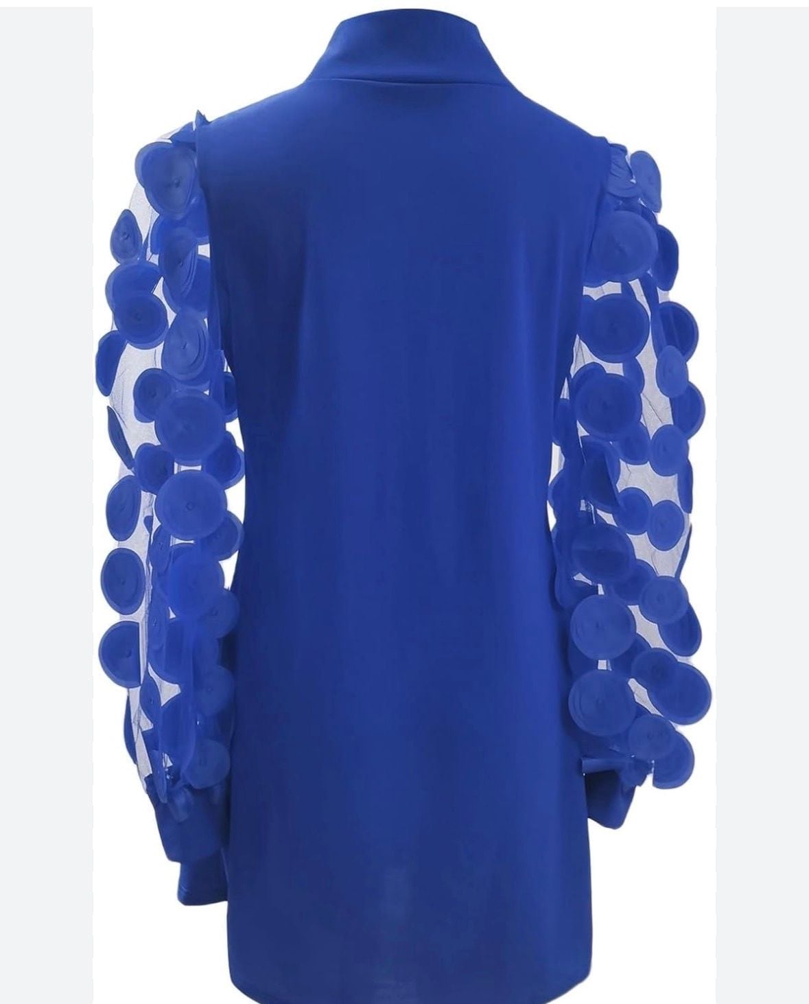SHEIN Curve Plus Size Royal Blue Sequin Mesh Sleeve Mini Dress 3