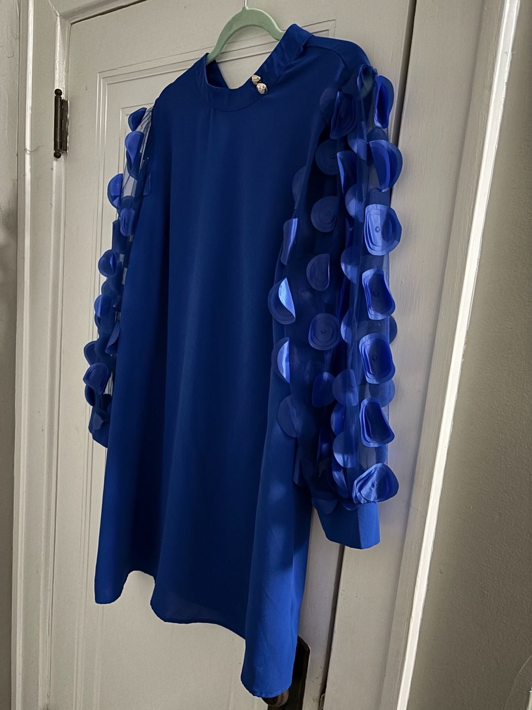 SHEIN Curve Plus Size Royal Blue Sequin Mesh Sleeve Mini Dress 5