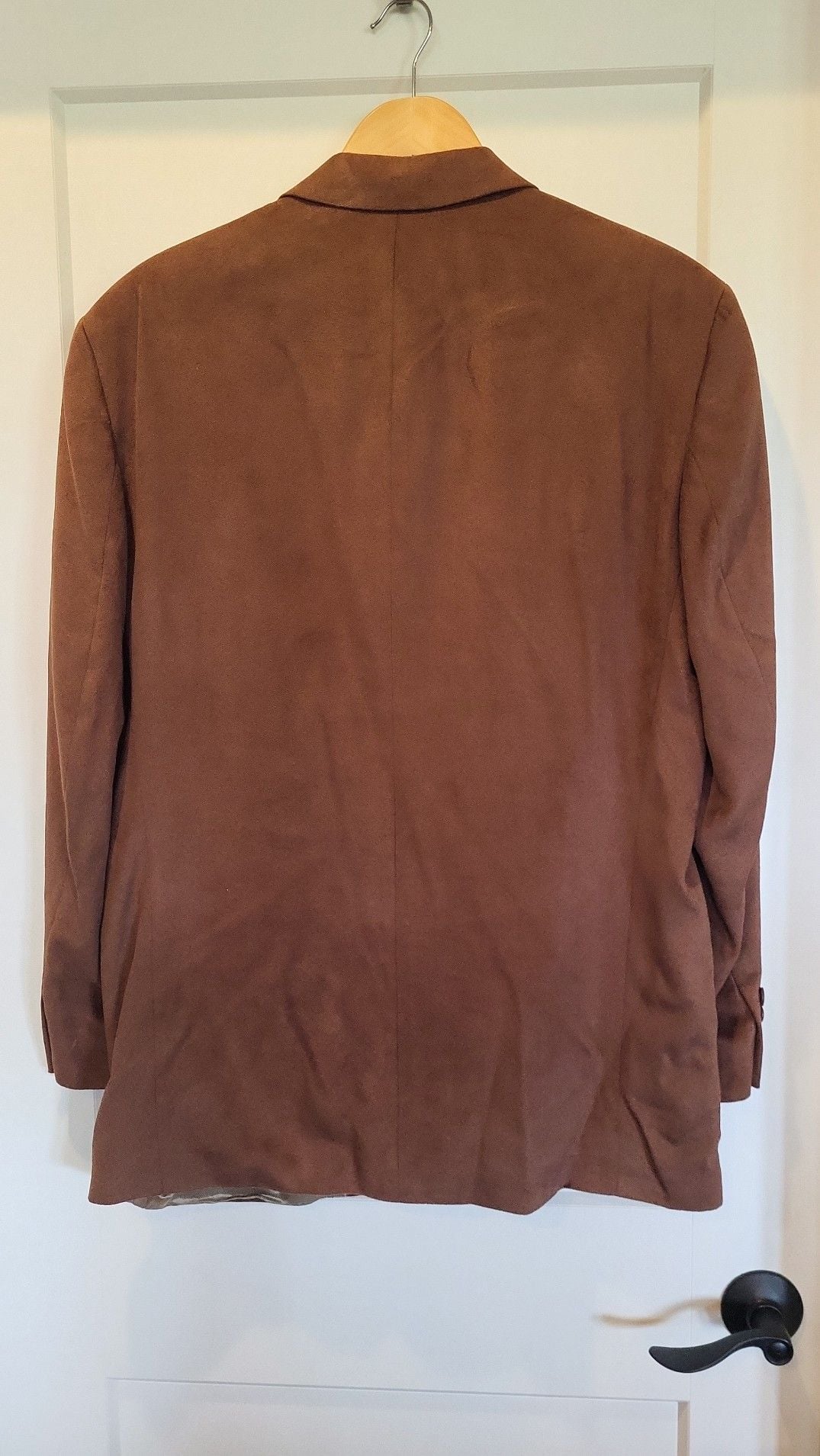 Vintage Kasper Men's 42R Microfiber Suede Blazer Sport Coat Made in Canada Brown 3