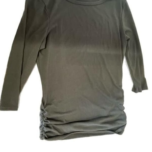Kristin Nicole Dark Olive Green 3/4 Sleeve Side Ruched Knit Top