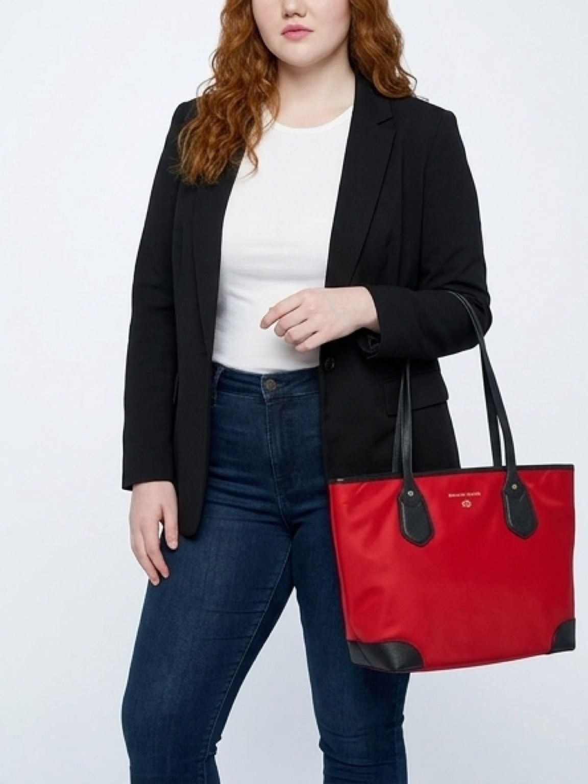 Michael Kors Eva Nylon Tote Bag in Red and Black 5