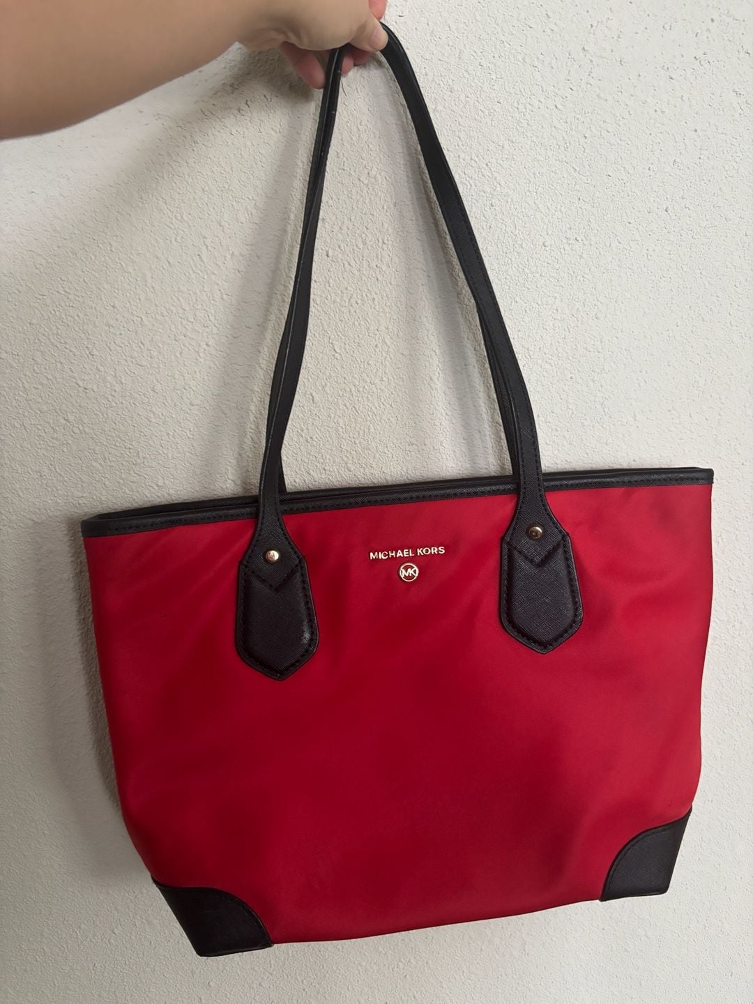 Michael Kors Eva Nylon Tote Bag in Red and Black 7