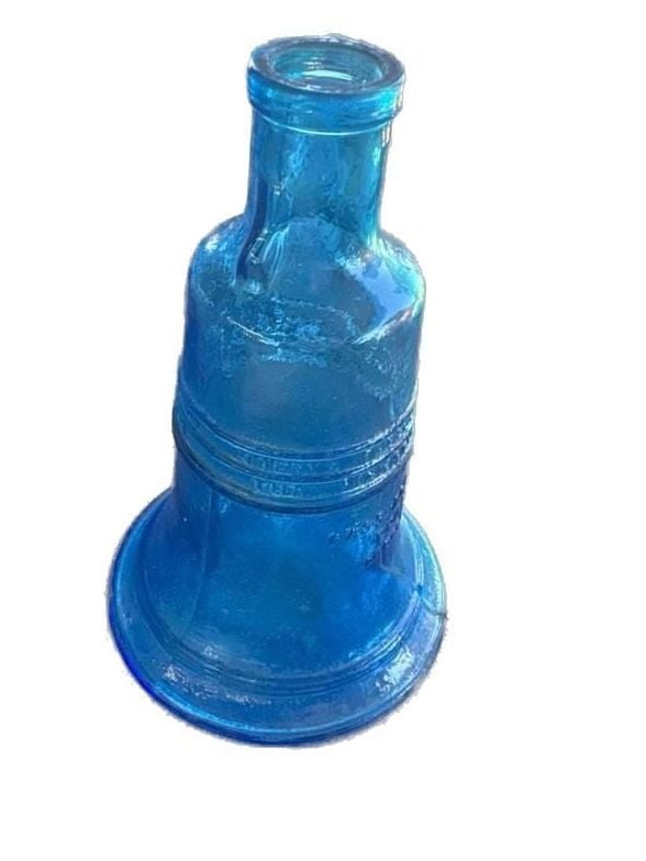 Vintage Wheaton N.J. Cobalt Blue Glass Liberty Bell Seltzer Bottle Decanter 2