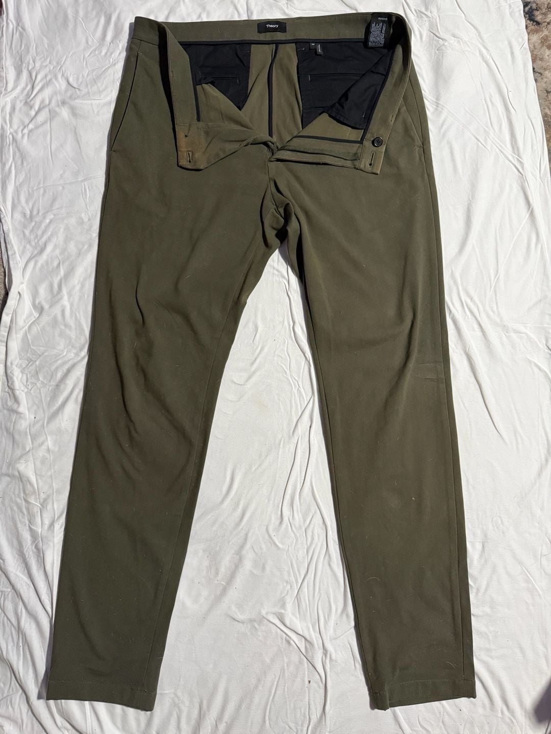 Theory Zaine Slim Fit Bistretch Chino Pants in Dark Olive Green 34 x 32 3