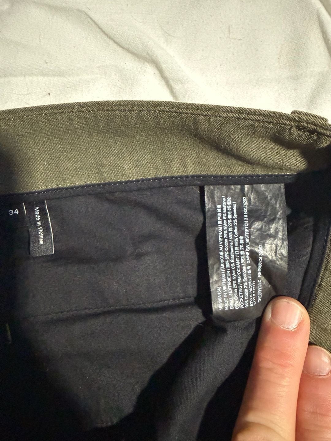 Theory Zaine Slim Fit Bistretch Chino Pants in Dark Olive Green 34 x 32 4
