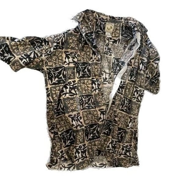 Vintage Gold Wear America Hawaiian Classics Short Sleeve Button Down Shirt Size Medium