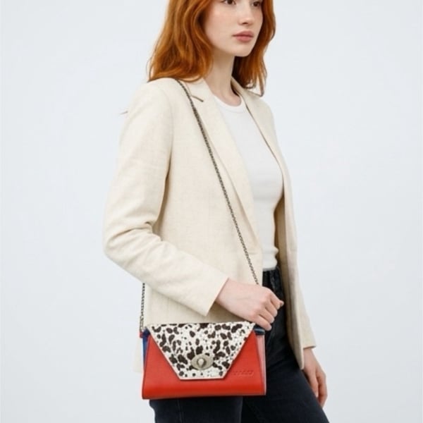 Soruka Secret Recycled Leather Clutch Wallet with Cowhide Print Flap
