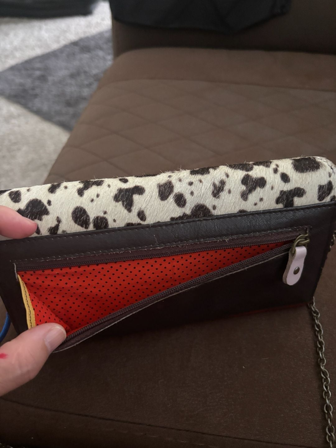 Soruka Secret Recycled Leather Clutch Wallet with Cowhide Print Flap 5