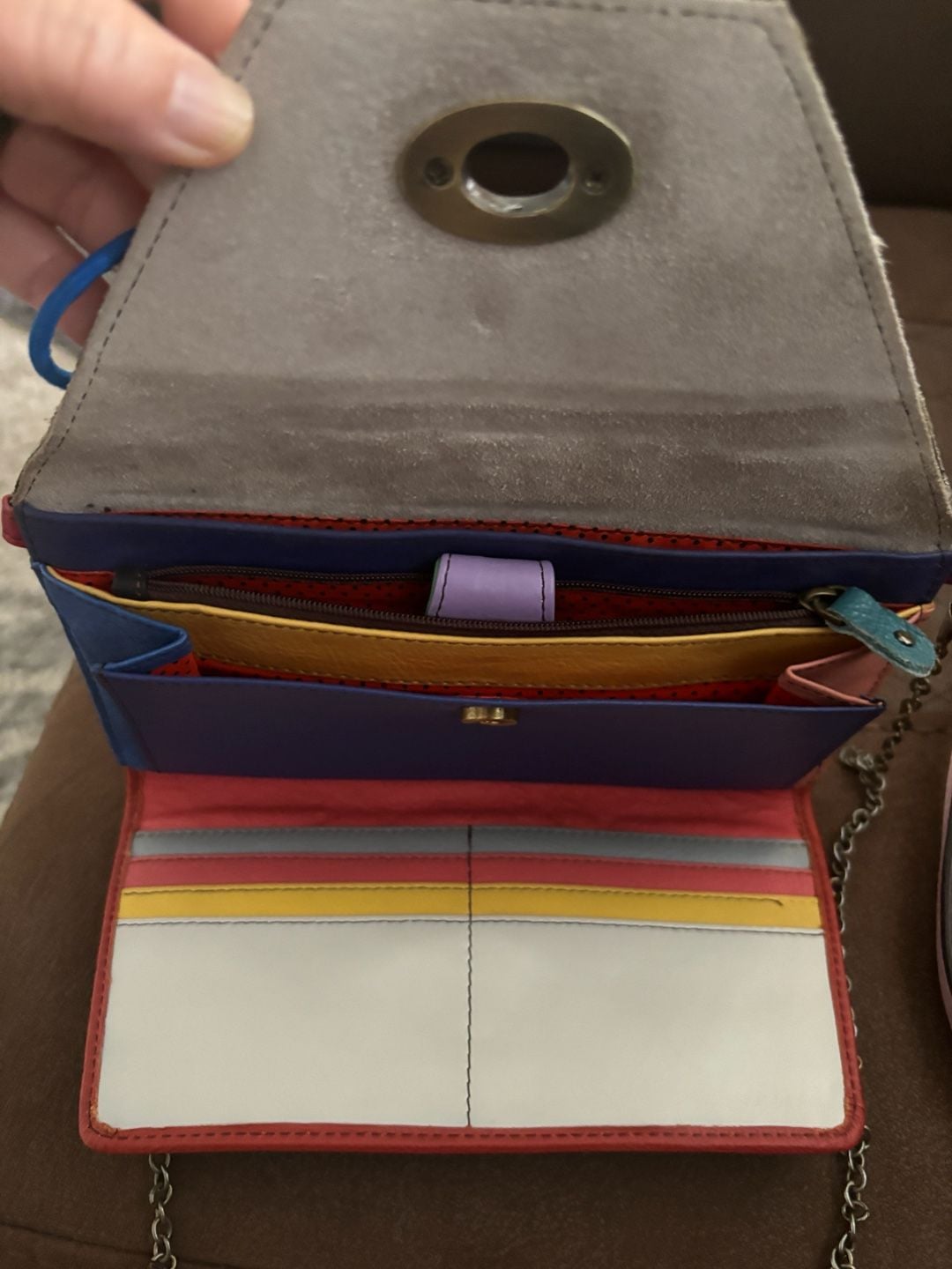 Soruka Secret Recycled Leather Clutch Wallet with Cowhide Print Flap 8
