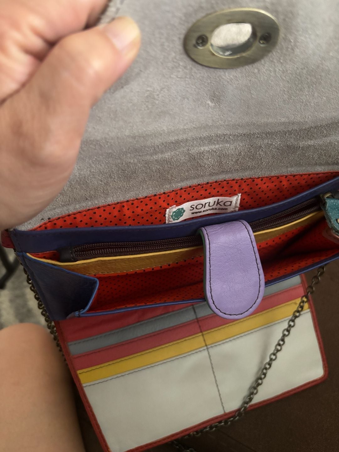 Soruka Secret Recycled Leather Clutch Wallet with Cowhide Print Flap 9