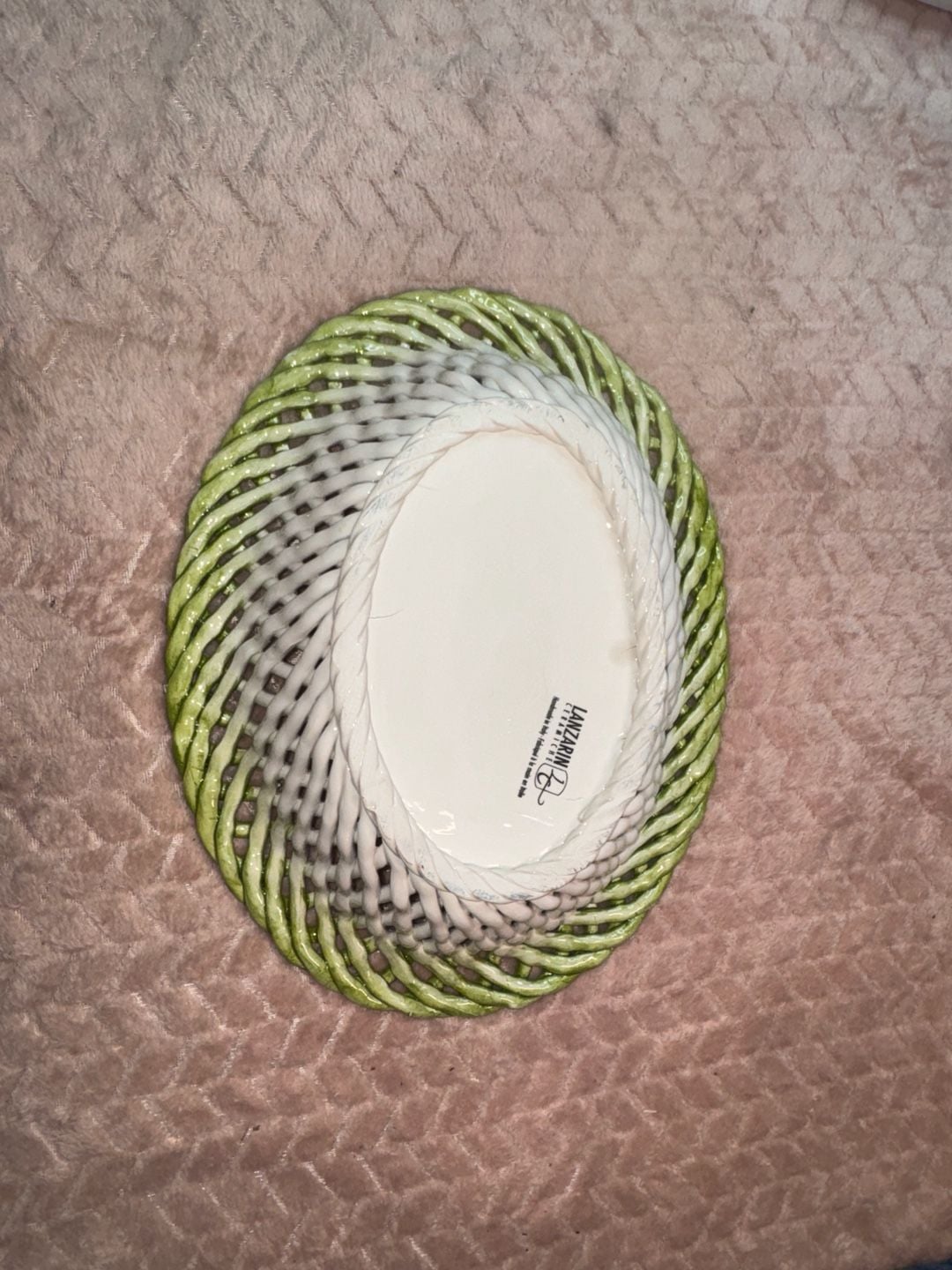 Lanzarin Ceramiche Handmade in Italy Woven Ceramic Lattice Basket Bowl with Lemons 2