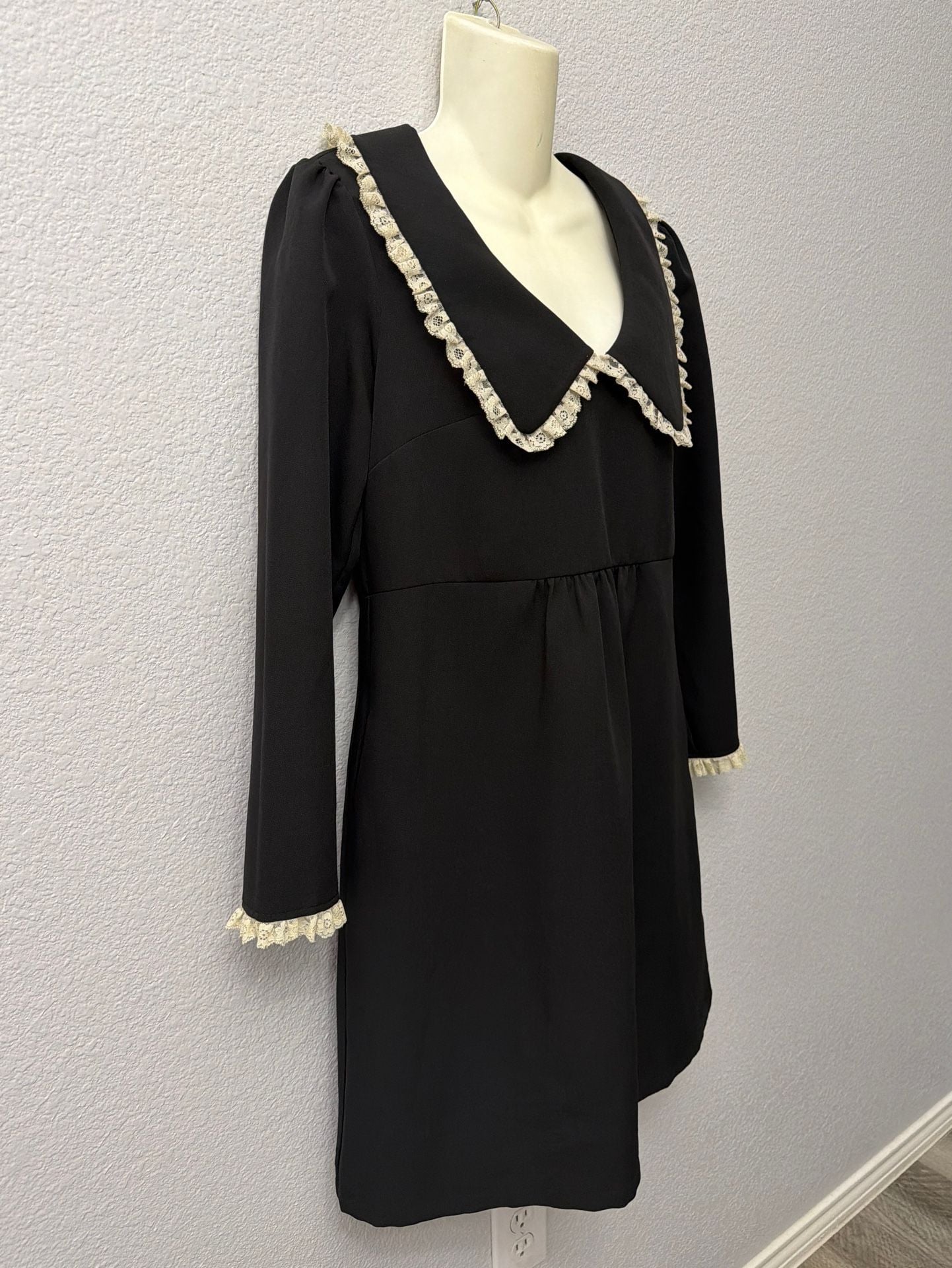 Tuckernuck Black Saxby Dress with Lace Pilgrim Collar Size S 4
