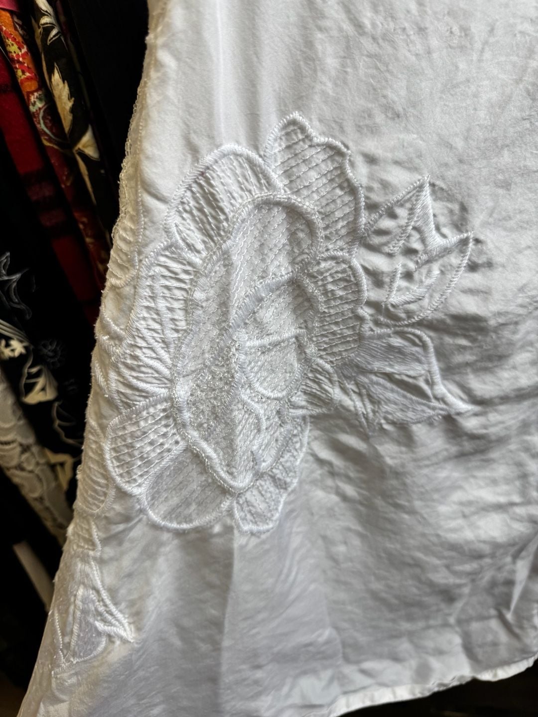 Da-Nang y2k Vintage 100% Silk Embroidered Floral beaded Button-Down white Tank Top 6