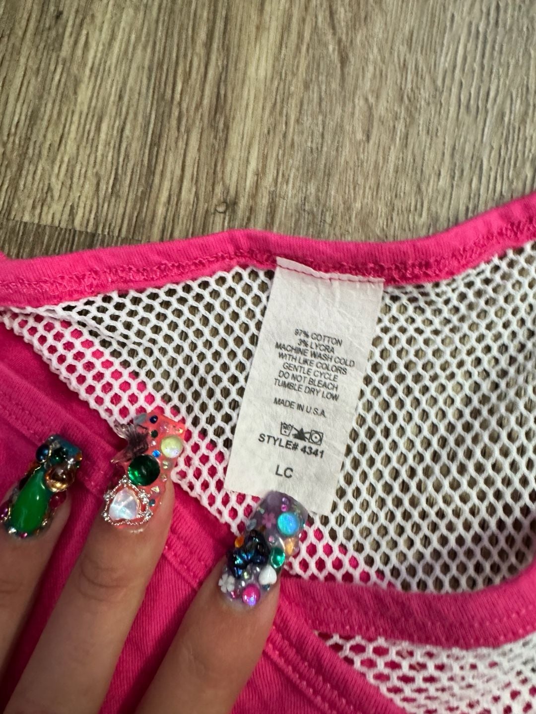 made in USA true vintage Y2K GK Elite Hot Pink One-Shoulder Hip-Hop Mesh Overlay Tank Top 4