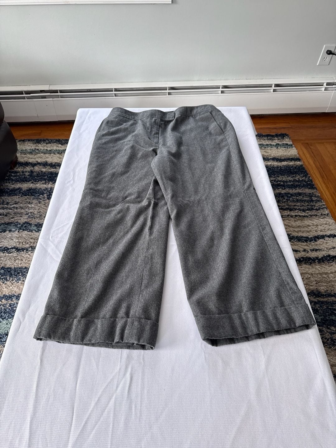 Talbots Petites Italian Wool Blend Wide Leg Cuffed Trousers Grey Size 16 2