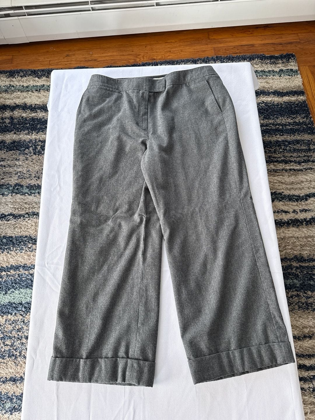 Talbots Petites Italian Wool Blend Wide Leg Cuffed Trousers Grey Size 16 3