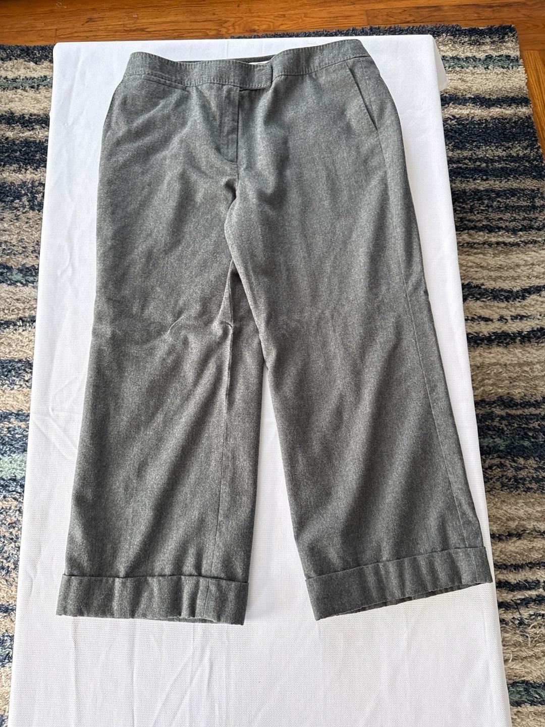 Talbots Petites Italian Wool Blend Wide Leg Cuffed Trousers Grey Size 16 4