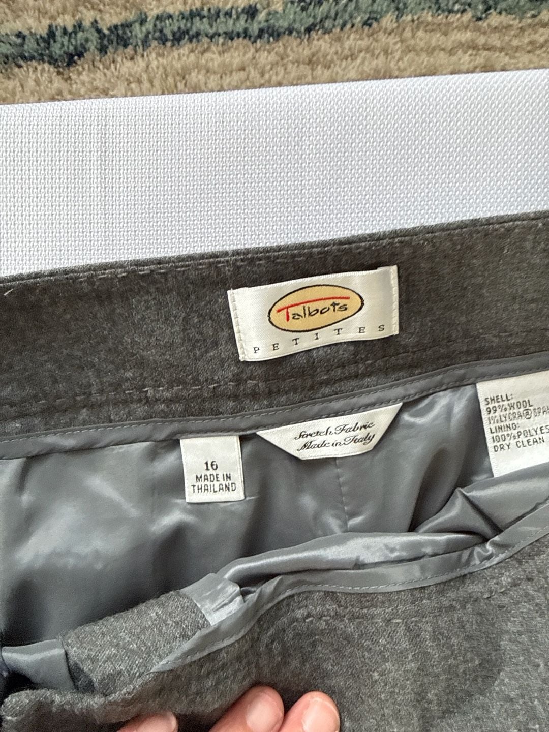 Talbots Petites Italian Wool Blend Wide Leg Cuffed Trousers Grey Size 16 5