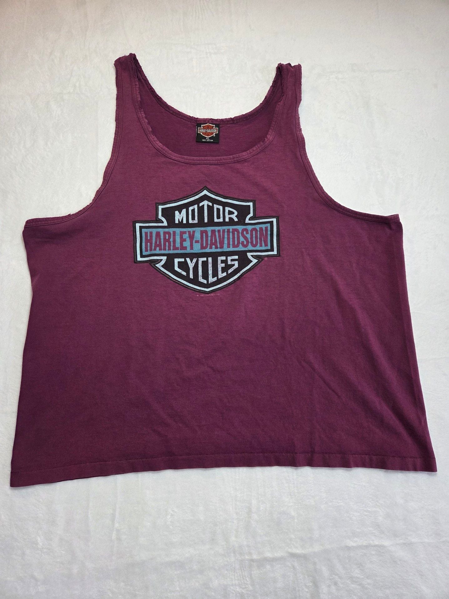 Vintage 90s Harley-Davidson Cleveland Ohio Tank Top Plum XL Holoubek Tag 2