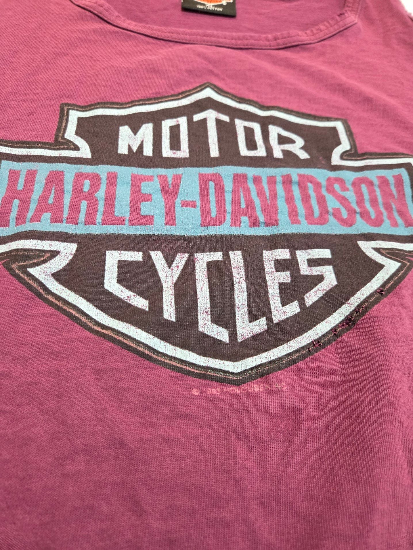 Vintage 90s Harley-Davidson Cleveland Ohio Tank Top Plum XL Holoubek Tag 3