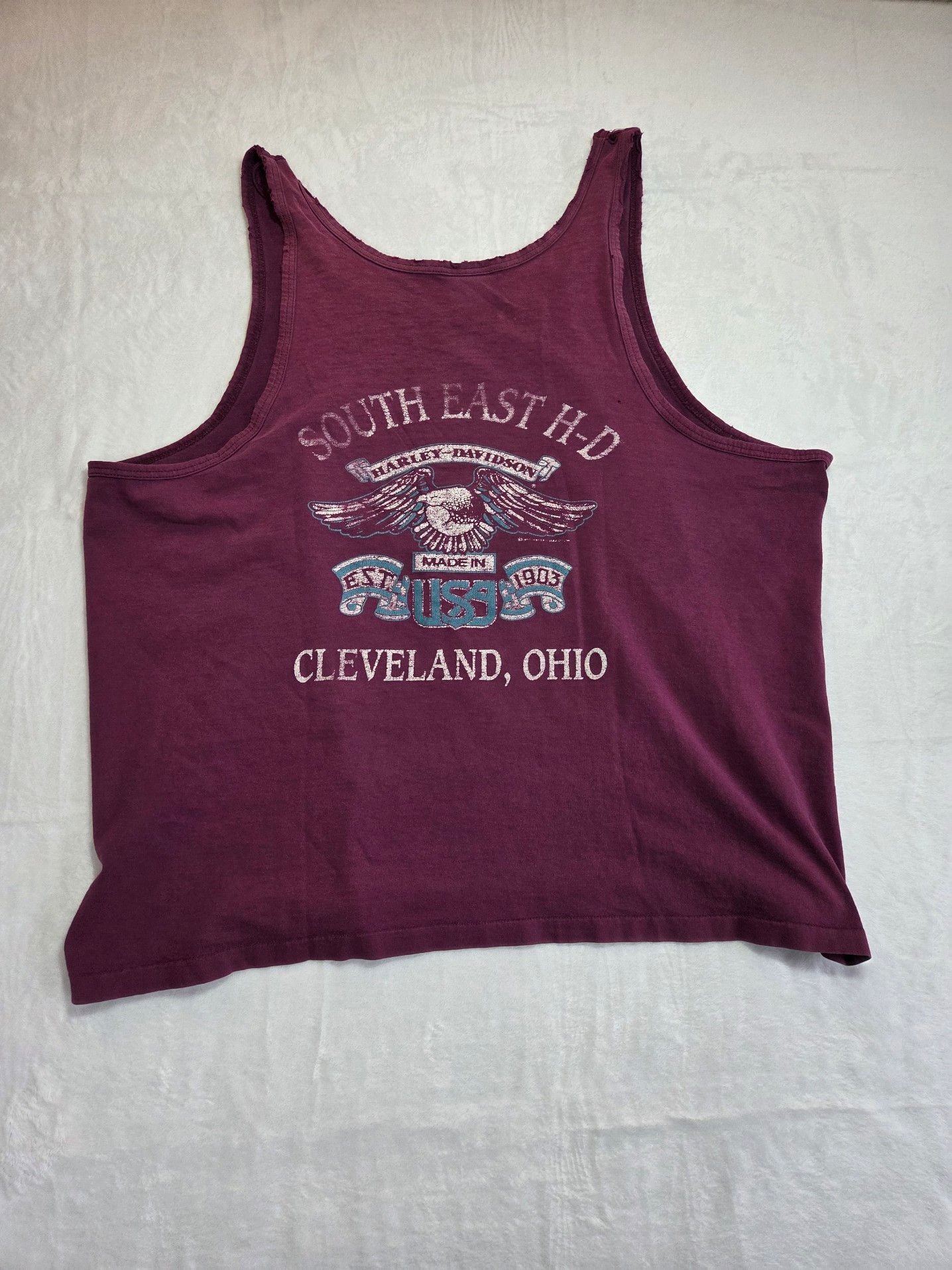 Vintage 90s Harley-Davidson Cleveland Ohio Tank Top Plum XL Holoubek Tag 8