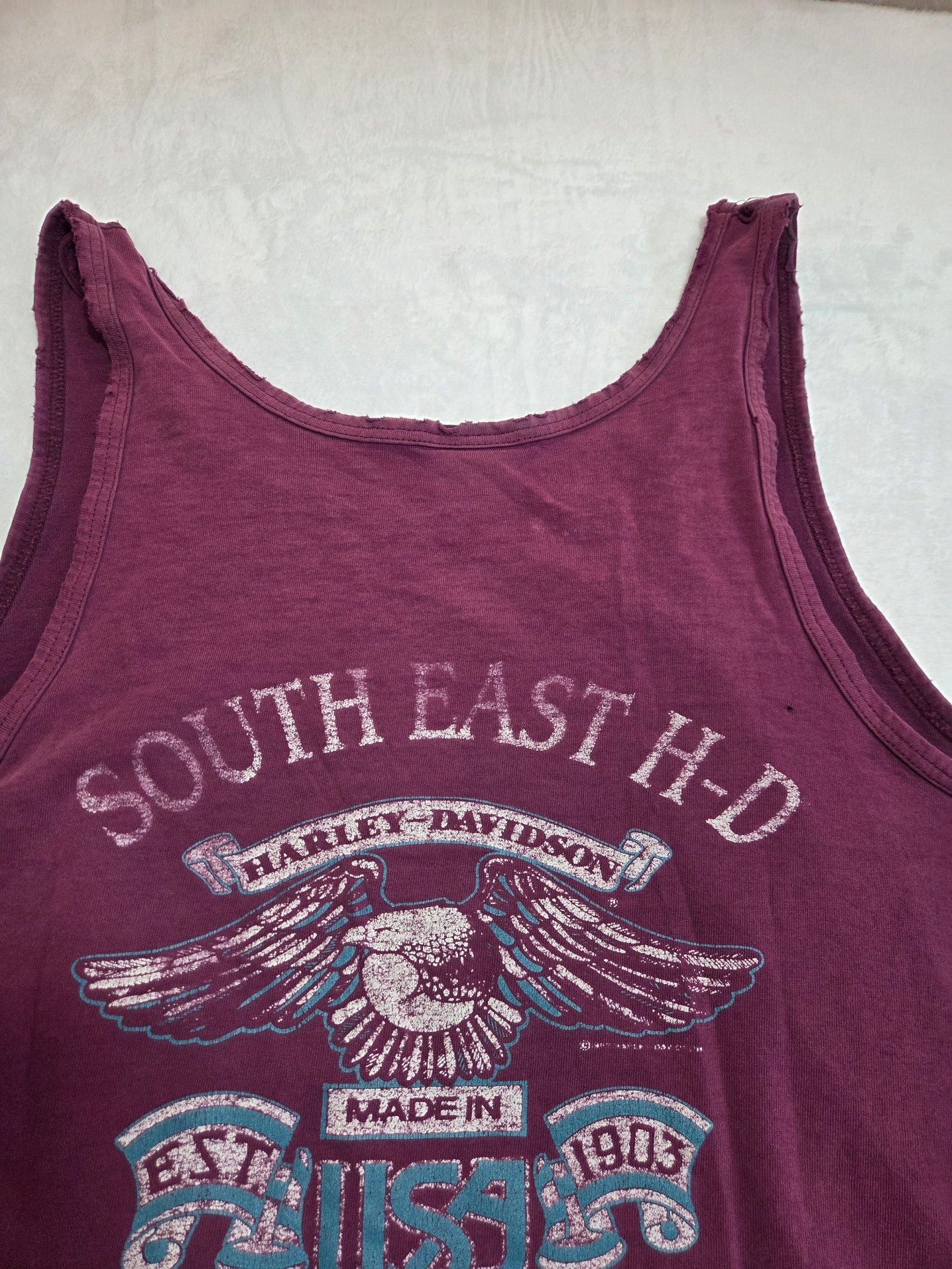 Vintage 90s Harley-Davidson Cleveland Ohio Tank Top Plum XL Holoubek Tag 9