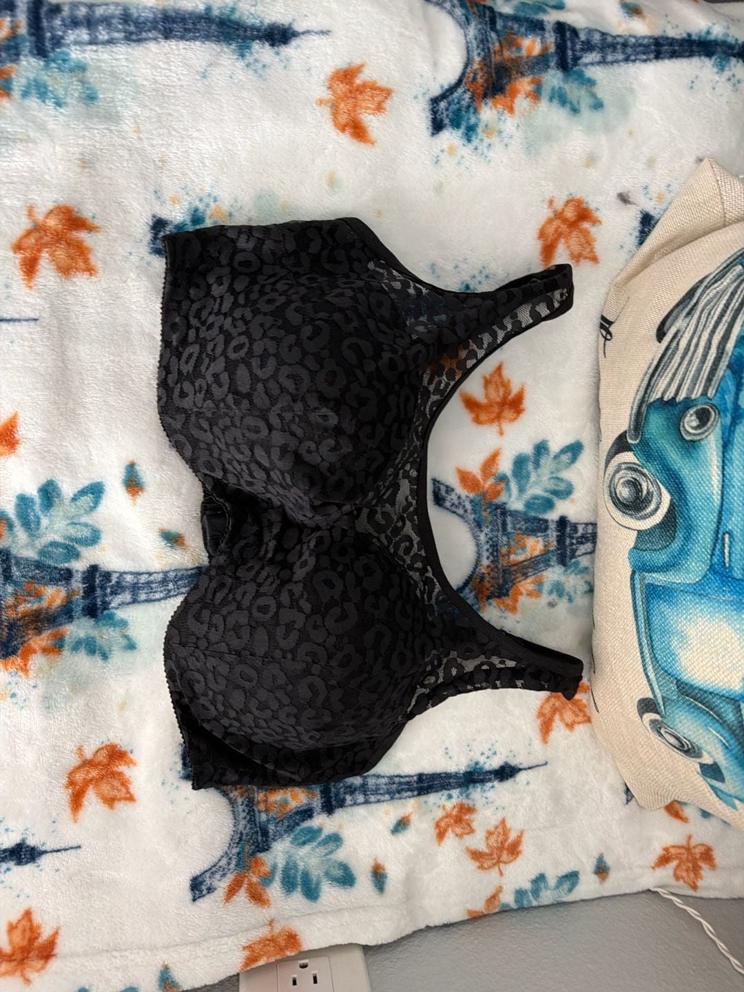 Gelmart Black Leopard Print Mesh Full Coverage Molded Cup Bra 38C 3
