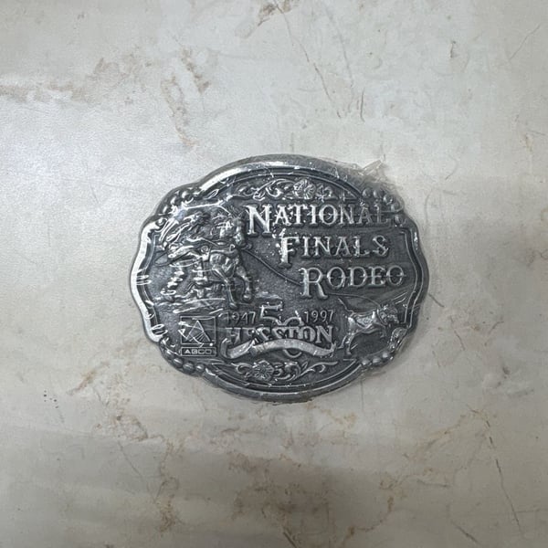 1997 Hesston National Finals Rodeo 50th Anniversary Limited Miniature Child Belt Buckle