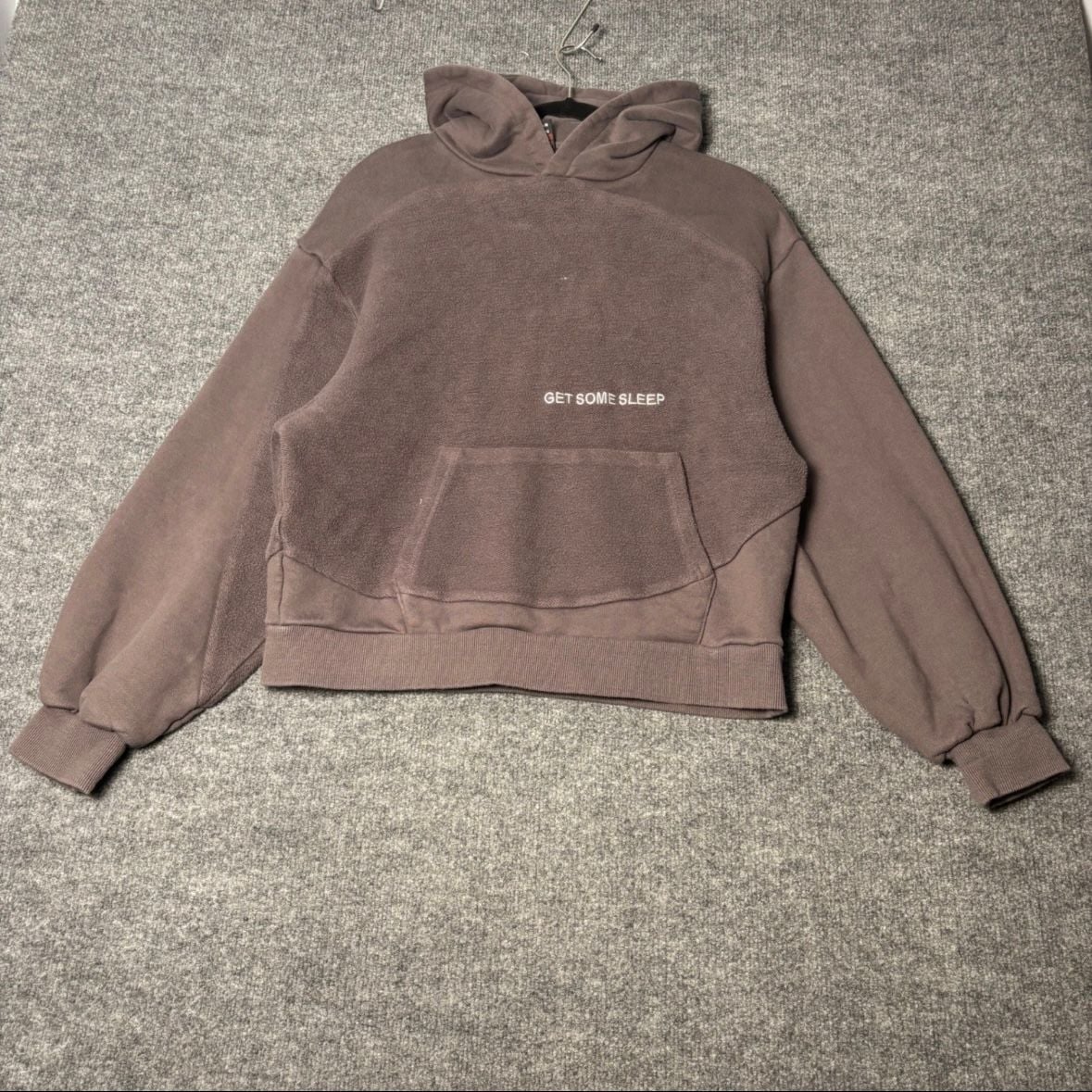 Get Some Sleep 'Everyone I Love Is Here' Fleece Panel Cropped Hoodie - Brown 2