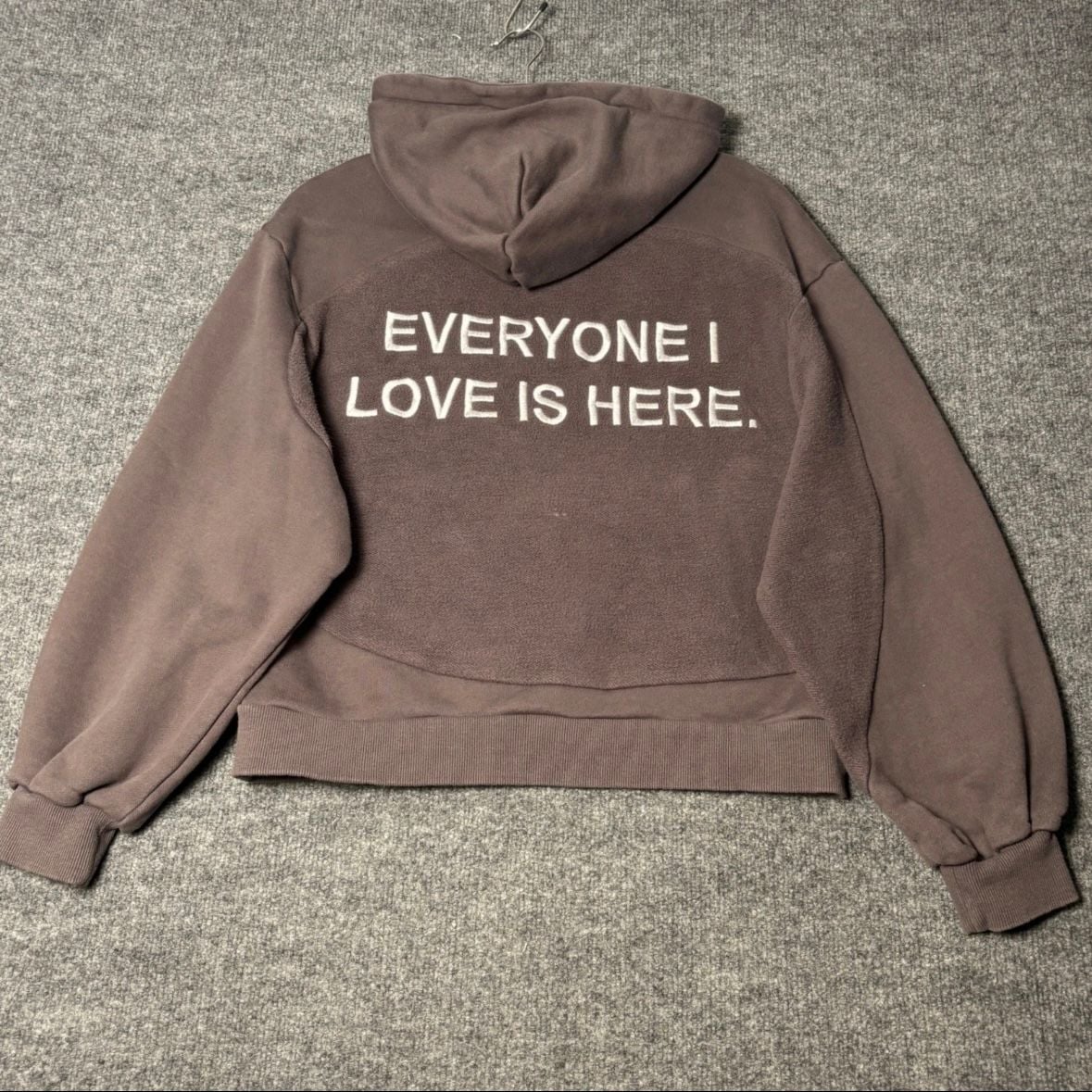Get Some Sleep 'Everyone I Love Is Here' Fleece Panel Cropped Hoodie - Brown 3