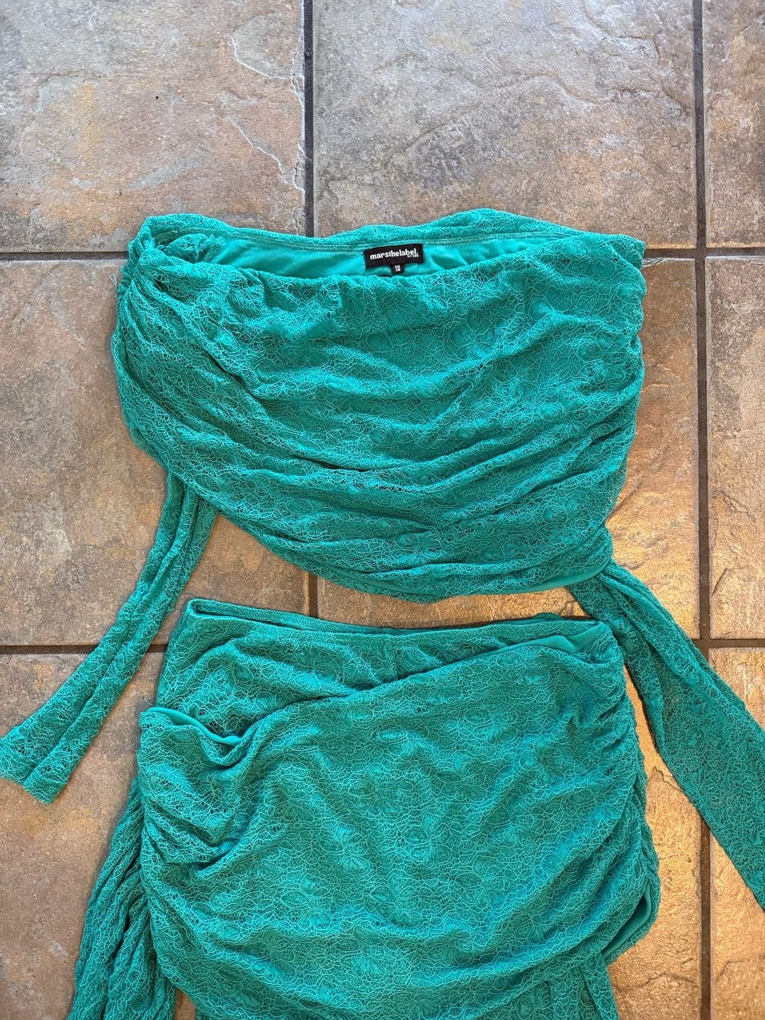 Mars The Label Turquoise The Zola Two Piece Lace Set 2