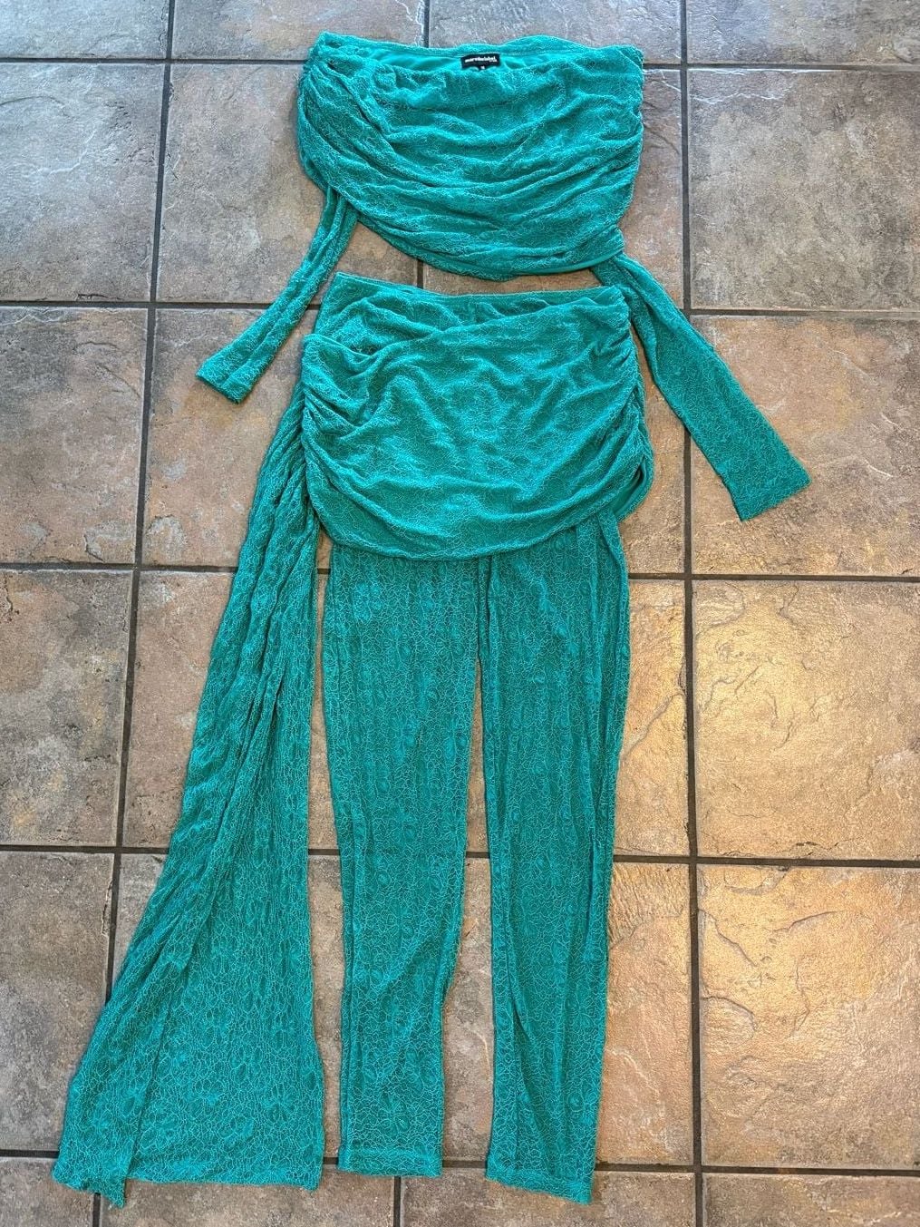 Mars The Label Turquoise The Zola Two Piece Lace Set 1