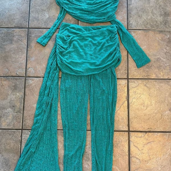 Mars The Label Turquoise The Zola Two Piece Lace Set