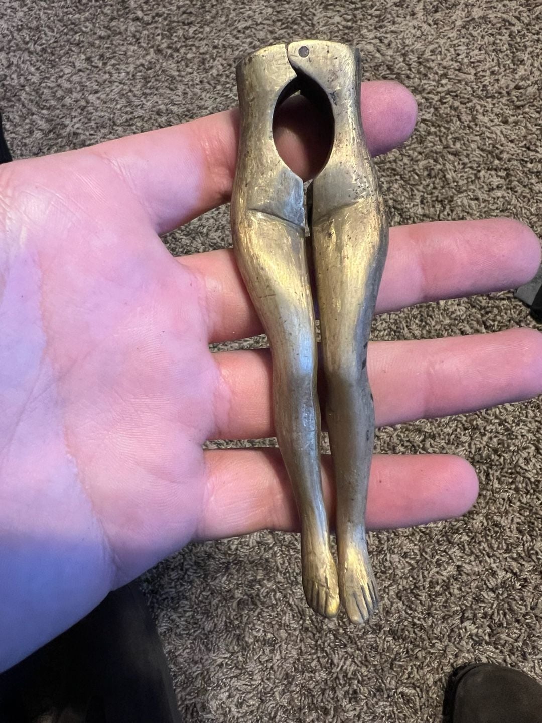 Vintage Solid Brass Risqué Lady Legs Nutcracker Domestic Decor 1