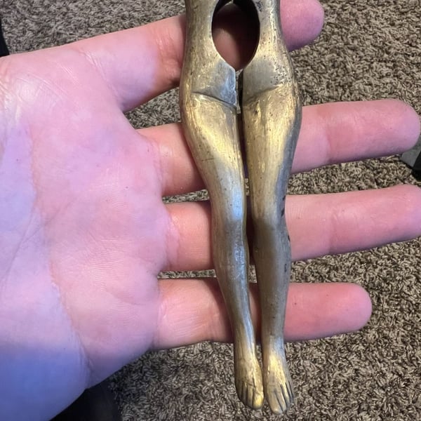 Vintage Solid Brass Risqué Lady Legs Nutcracker Domestic Decor