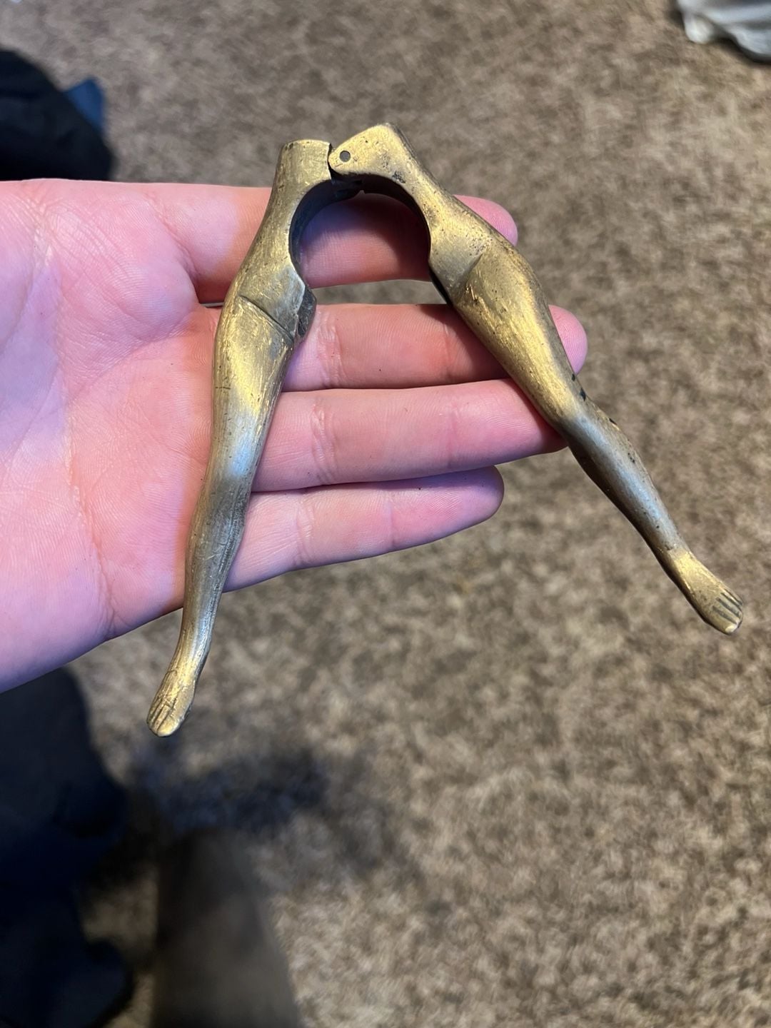 Vintage Solid Brass Risqué Lady Legs Nutcracker Domestic Decor 2