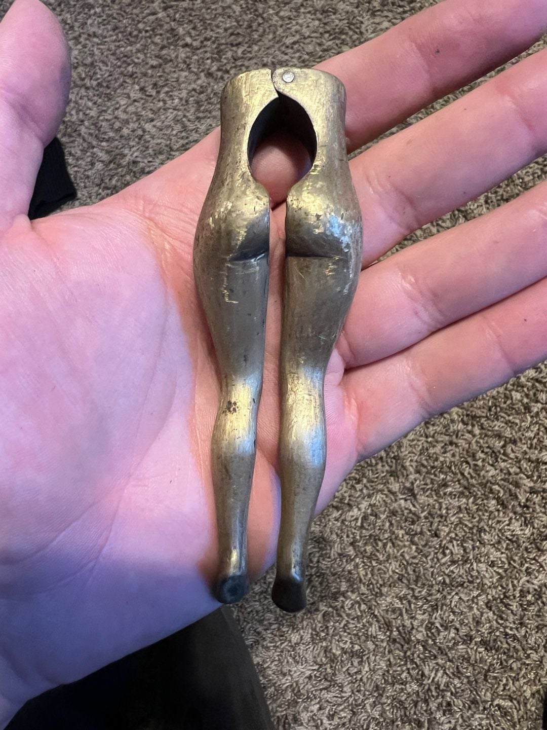 Vintage Solid Brass Risqué Lady Legs Nutcracker Domestic Decor 3
