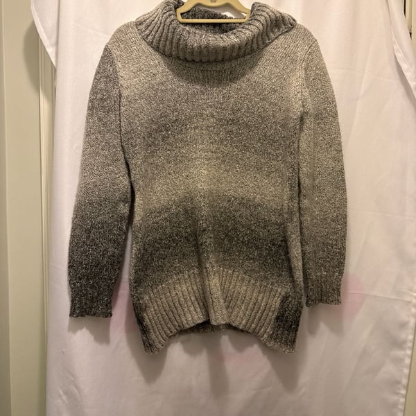 AB Studio Gray Ombre Cowl Neck Pullover Knit Sweater