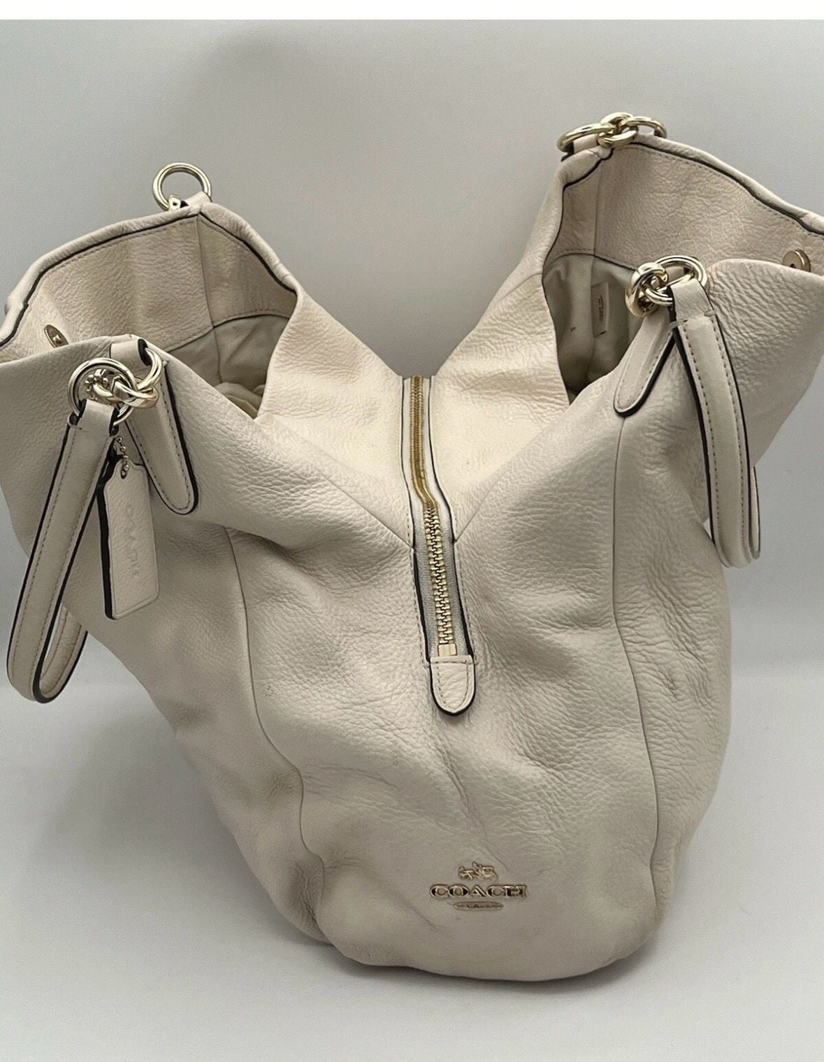 Coach Madison Phoebe Shoulder Bag in Ivory Pebbled Leather 10