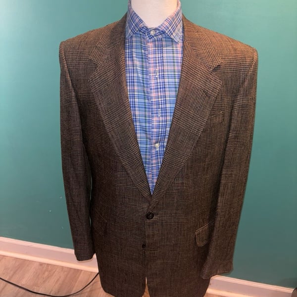 H. Freeman & Son Custom Tailored Vintage Glen Plaid Linen wool Sport Coat 40 L