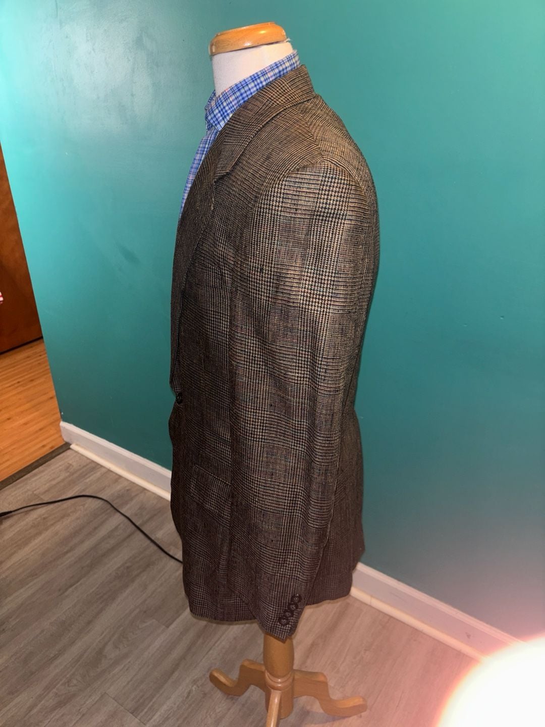 H. Freeman & Son Custom Tailored Vintage Glen Plaid Linen wool Sport Coat 40 L 7