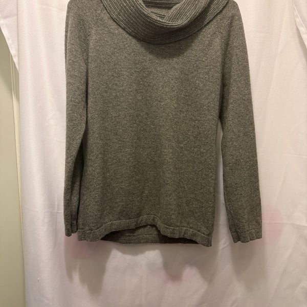 Jones New York Collection 100% Cashmere Grey Cowl Neck Sweater Size L Sweater