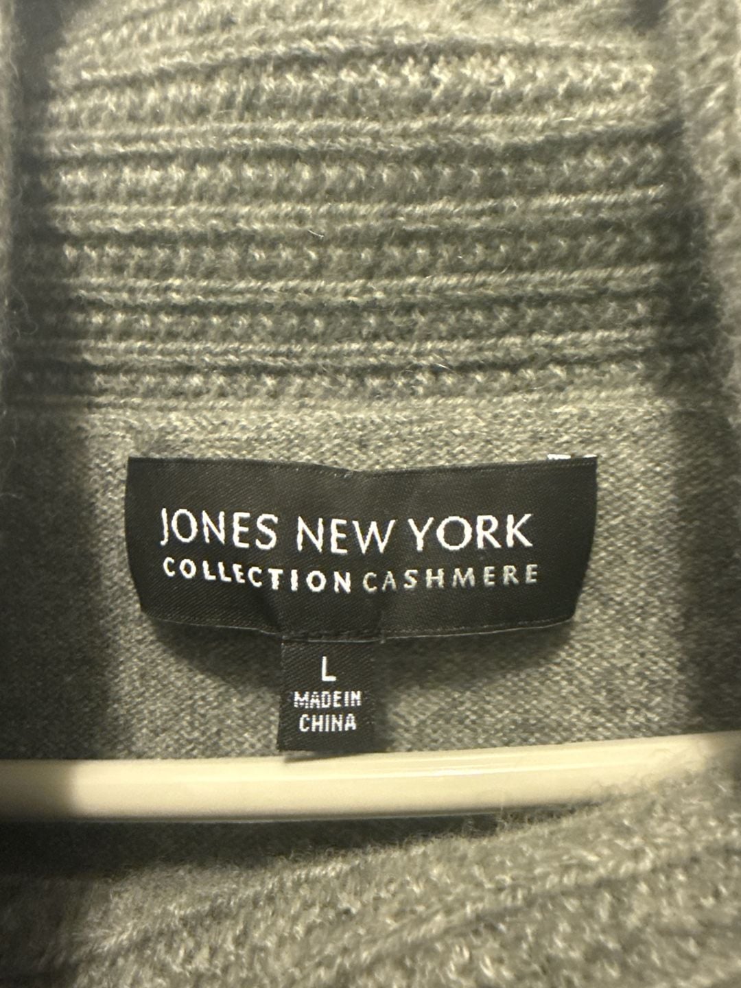 Jones New York Collection 100% Cashmere Grey Cowl Neck Sweater Size L Sweater 6